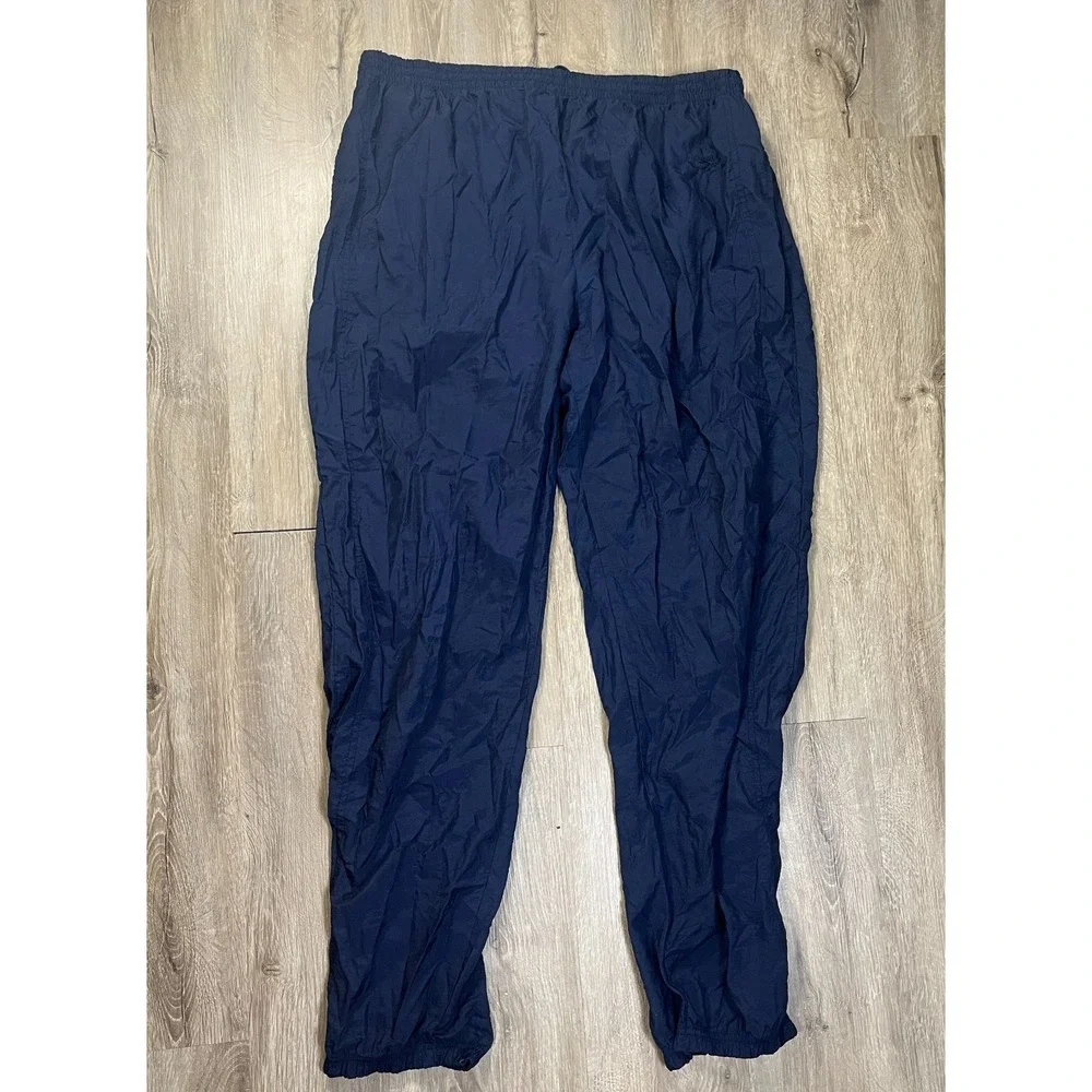VTG Reebok Men's Nylon Track Pants 2XL XXL Blue Navy Baggy Zip